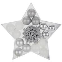 Karácsonyfagömbszett Daan 25 Részes - ezüstszínű/fehér, Konventionell, műanyag (5/8cm) - Ondega