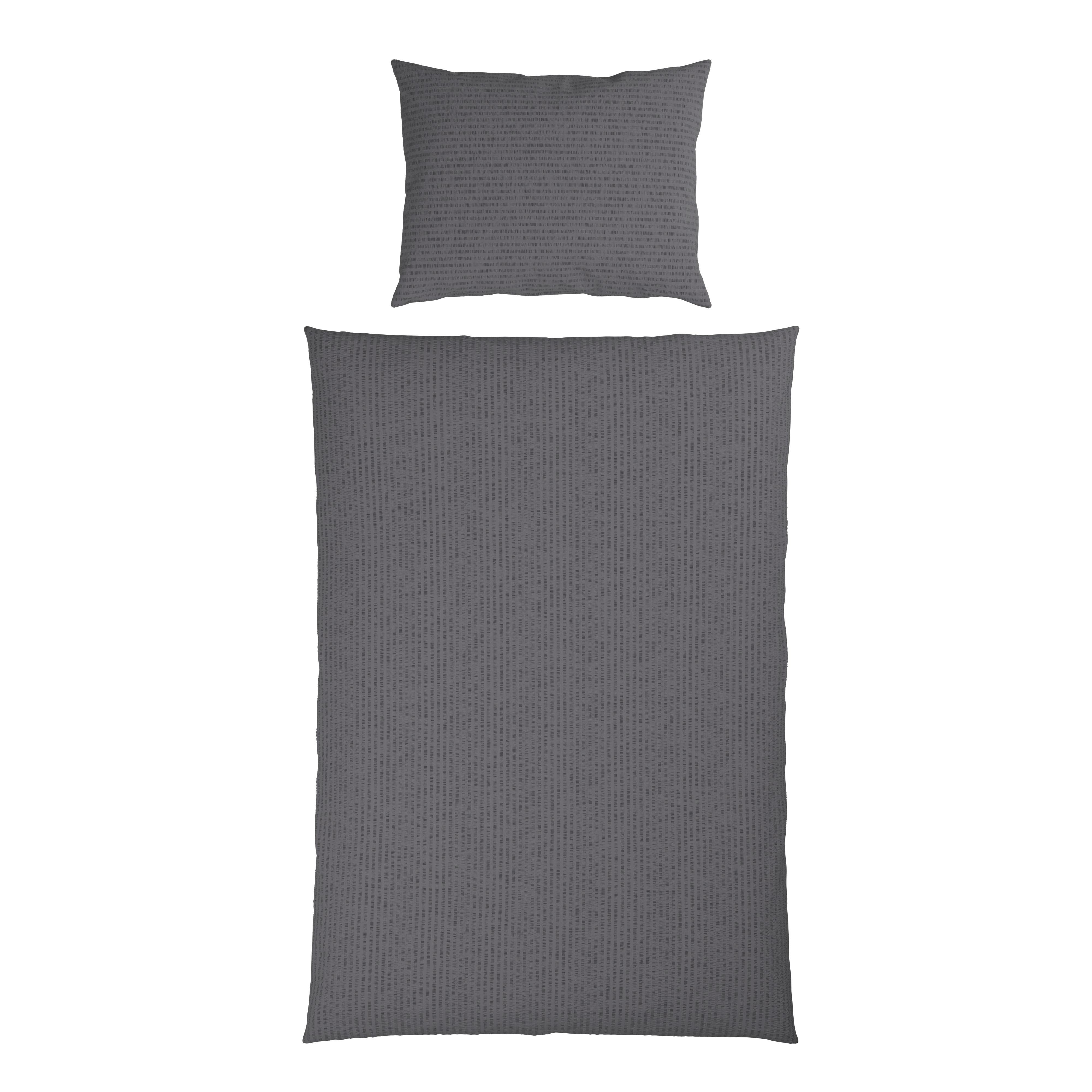 Bettwäsche 140x200 cm Leila Polyester Anthrazit - Anthrazit, KONVENTIONELL, Textil - Ondega