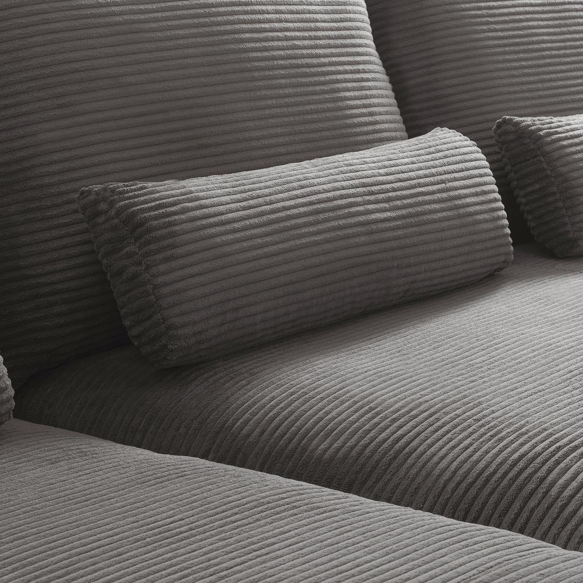 Ecksofa Berlin Cord Grau 172x313 cm - Schwarz/Grau, Design, Textil (172/313cm) - P & B
