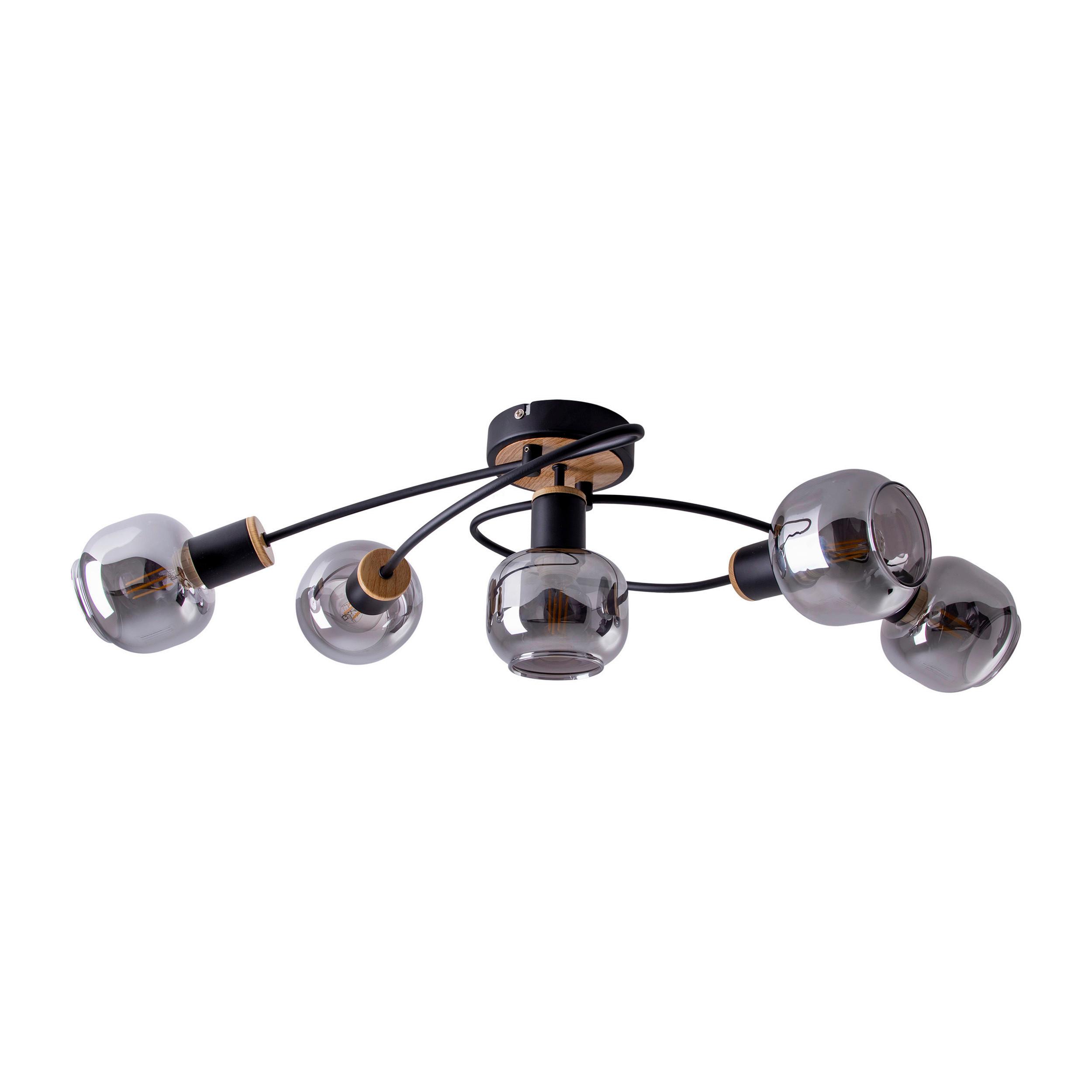 Deckenleuchte Fumoso - Schwarz/Naturfarben, Design, Glas/Metall (18,5cm) - Näve