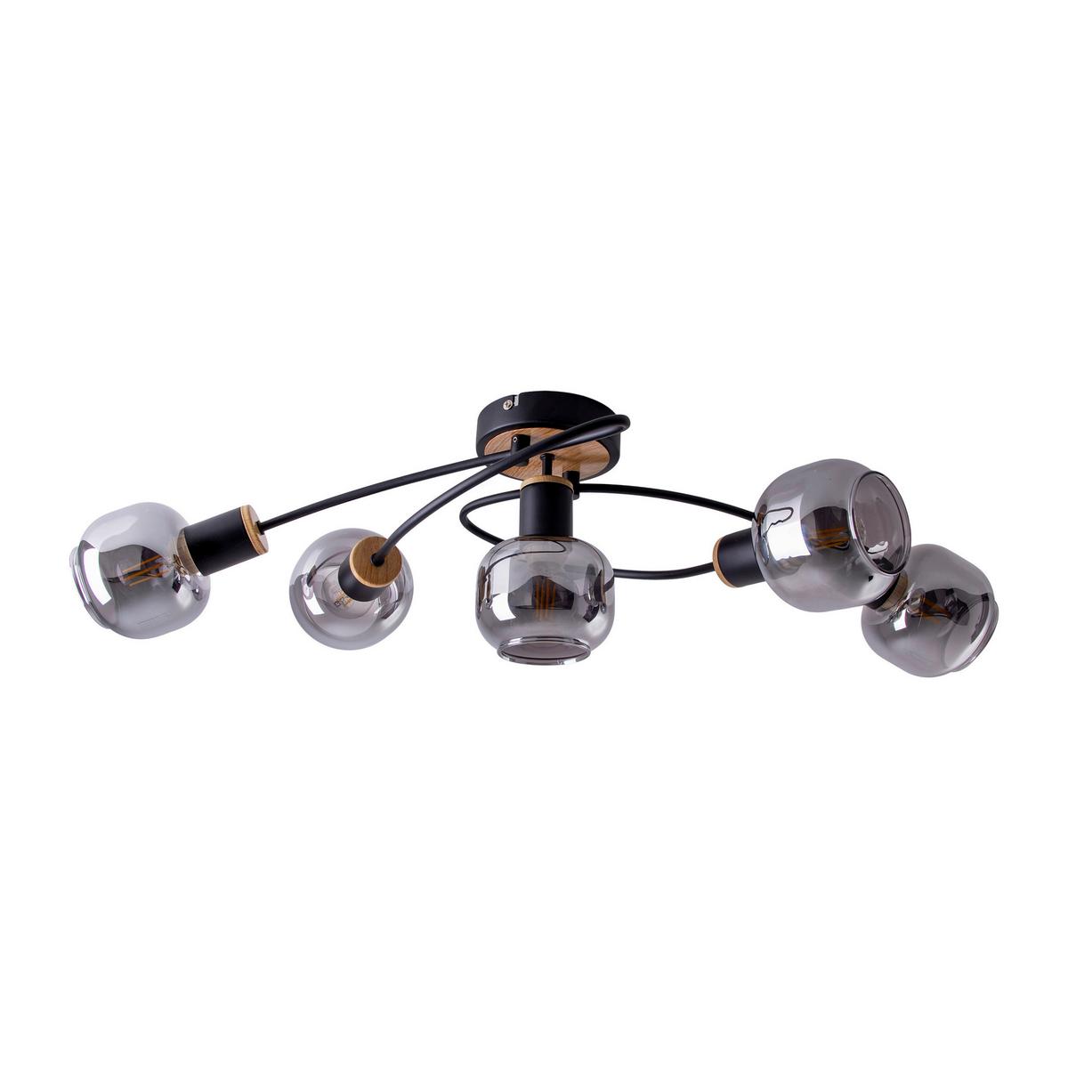 Deckenleuchte Fumoso - Schwarz/Naturfarben, Design, Glas/Metall (18,5cm) - Näve