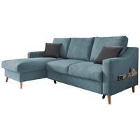 Ecksofa Mit Bettkasten Valentina Blau Massiv - Blau/Schwarz, Design, Textil (150/228cm) - MID.YOU