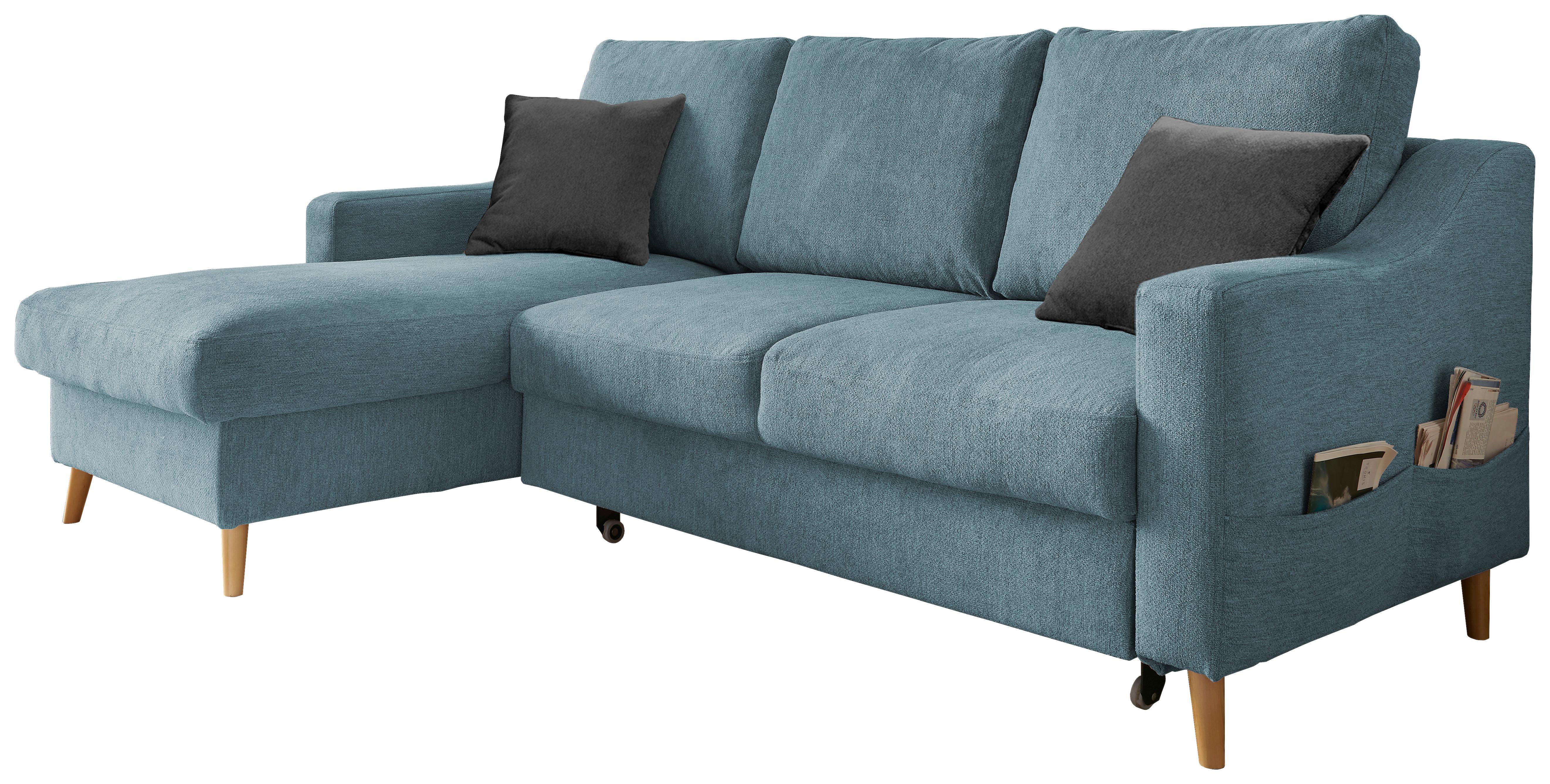 Ecksofa Mit Bettkasten Valentina Blau Massiv