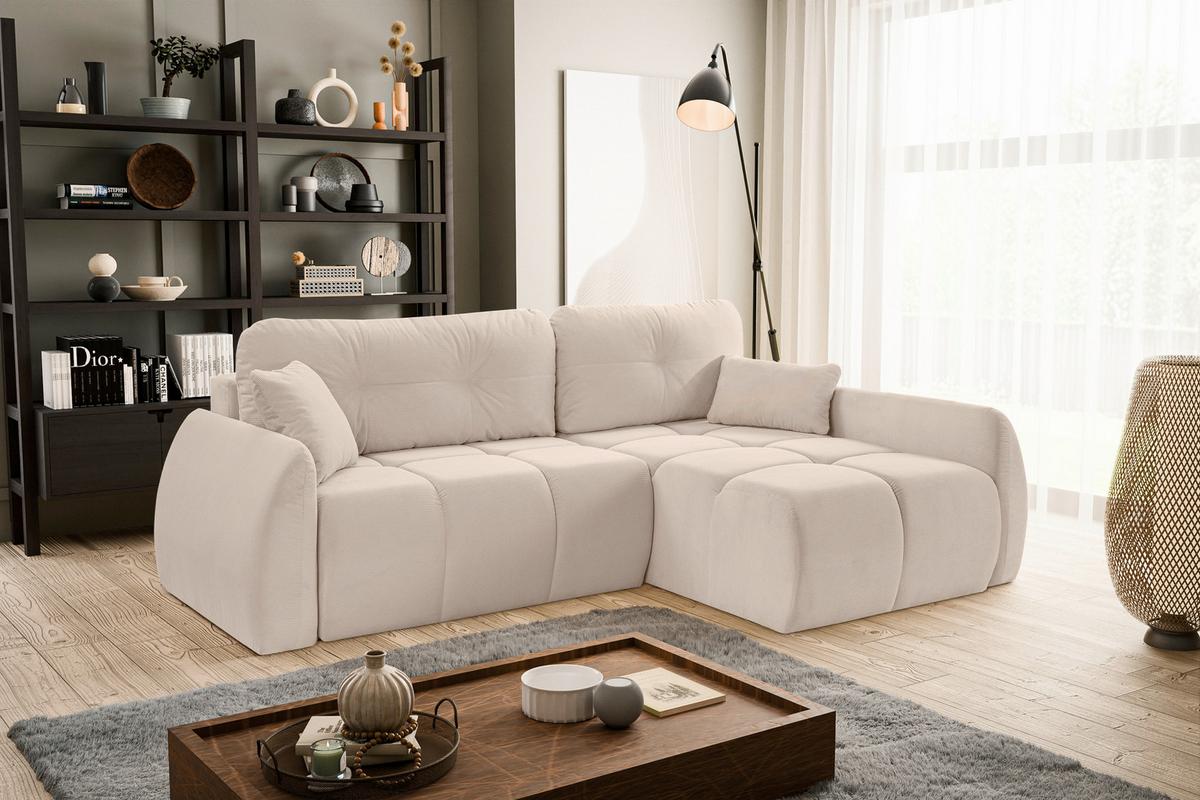 Ecksofa Sancho Long Beige S: 255x155cm - Beige/Schwarz, Basics, Holz/Textil (255/155cm) - MID.YOU