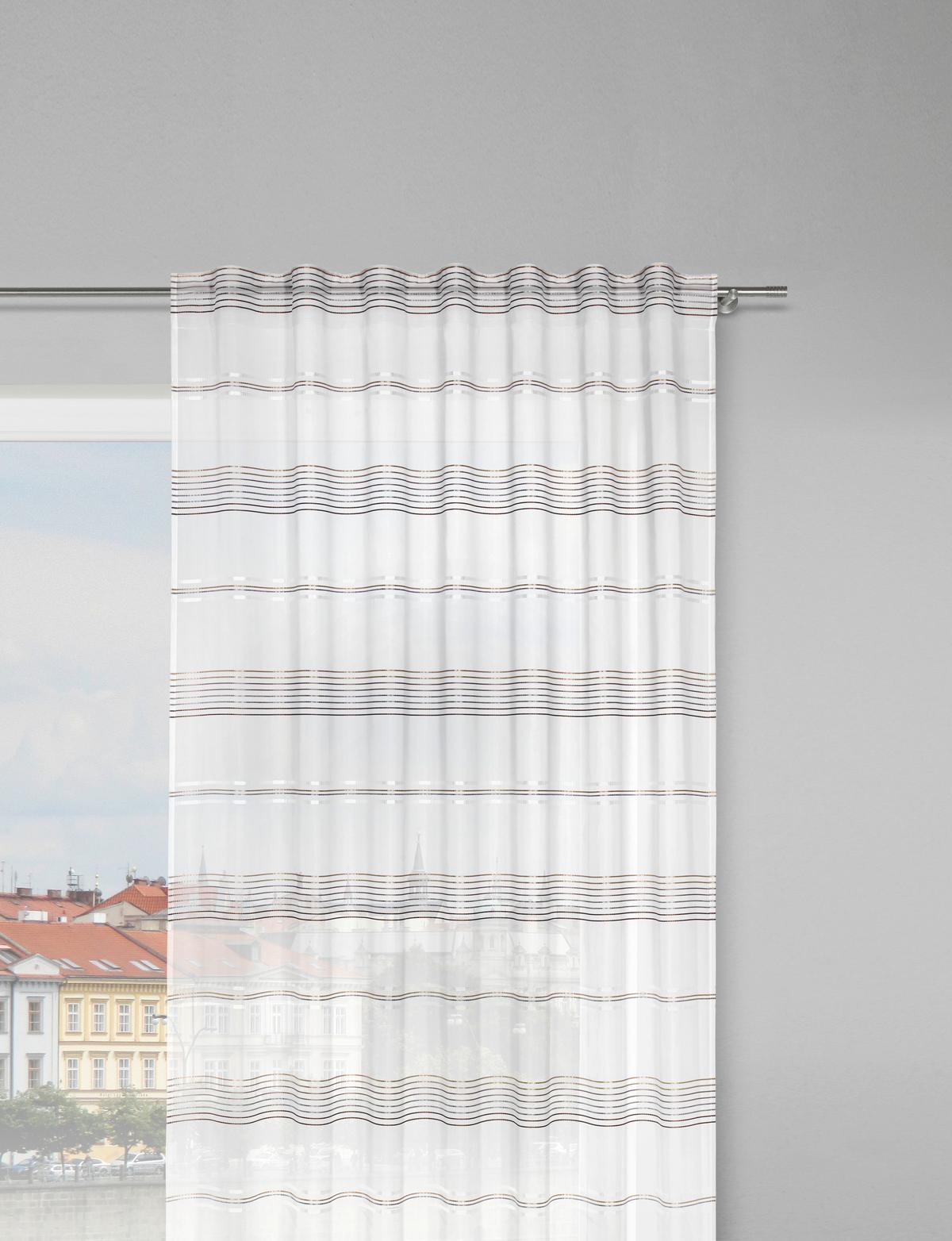 HOTOVÝ ZÁVES Louis, 140/245 cm - hnedá/biela, Konventionell, textil (140/245cm) - Modern Living