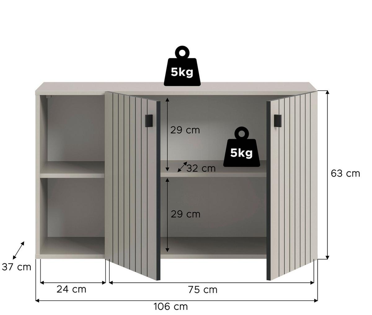 Schuhschrank Station Kaschmir B: 106cm - Kaschmir, Design, Holzwerkstoff (106/63/37cm) - MID.YOU