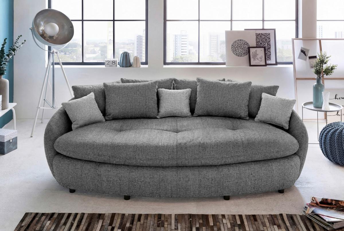 Megasofa Aruba 2 mit Kissen B: 238cm,grau Chenille - Hellgrau/Schwarz, Trend, Textil (238/80/140cm) - Luca Bessoni