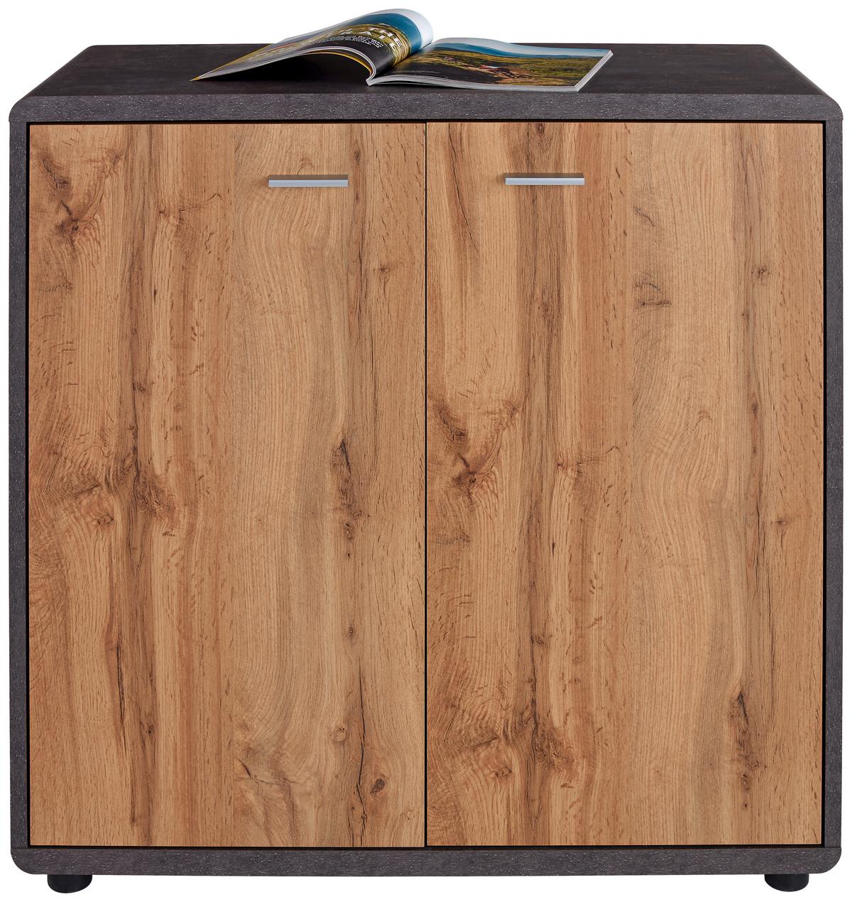 Kommode B: 89,2 cm Fontana New Beton Optik/Wotan Eiche Dekor - Eichefarben/Dunkelgrau, MODERN, Holzwerkstoff (89,2/87,2/40cm)