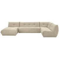 Wohnlandschaft Giselle Creme Lederlook - Creme, Trend, Textil (185/390/210cm) - Livetastic