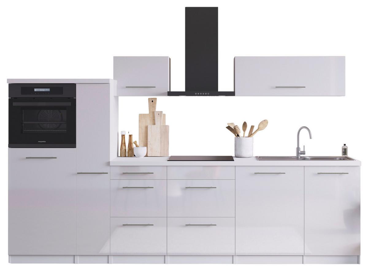 Küchenzeile Mit Geräten B: 310 Cm Weiß Hochglanz - Weiß Hochglanz/Weiß, Design, Holzwerkstoff (310cm) - Respekta