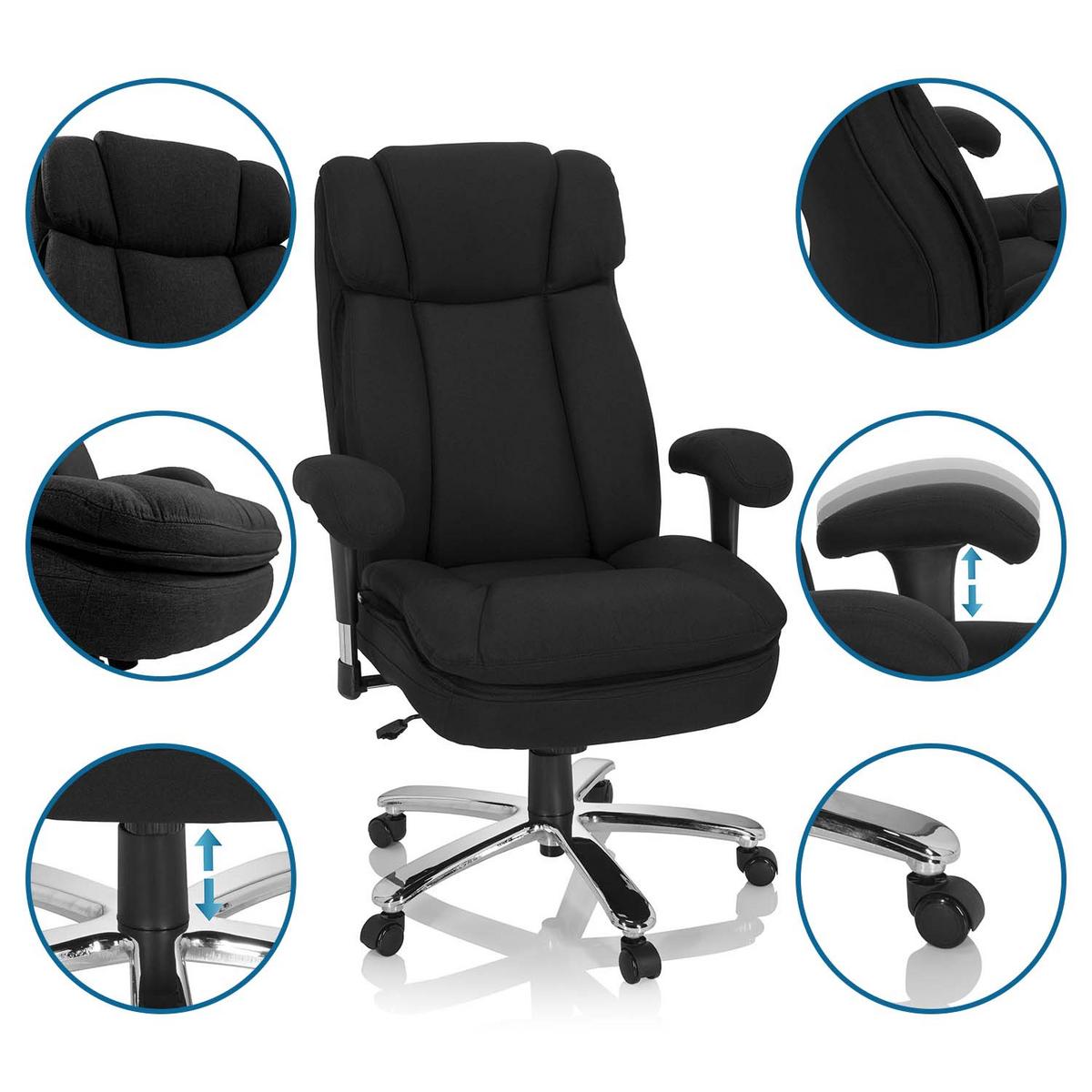 Chefsessel Builder Xxl I Schwarz - Silberfarben/Schwarz, MODERN, Kunststoff/Textil (76/123/81cm) - MID.YOU