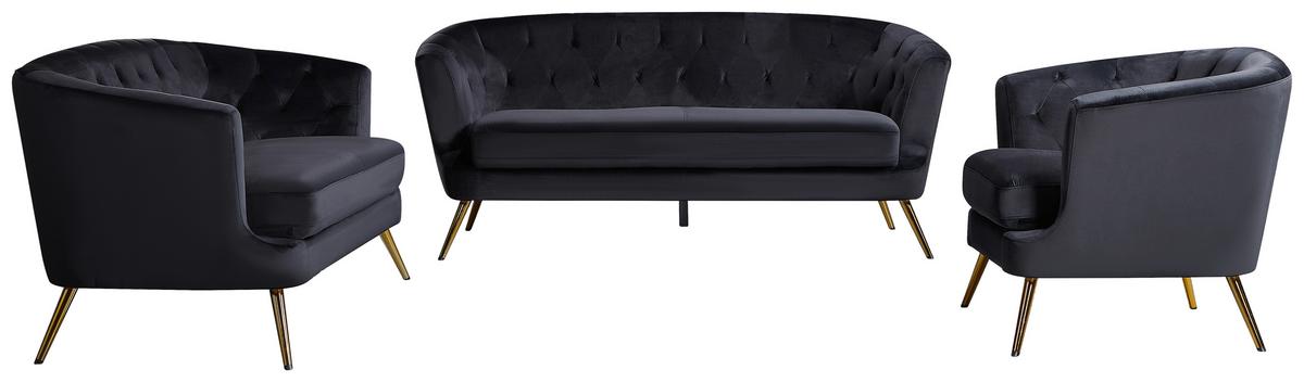 Háromüléses Kanapé Lita - fekete/sötétzöld, Modern, textil/fém (183/78/83cm) - Ti'me