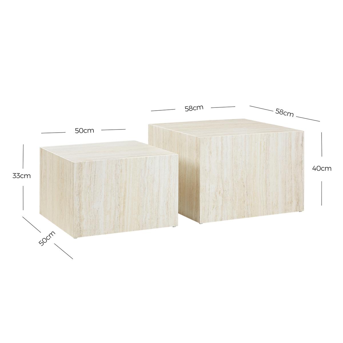 Couchtischset 2-teilig Beige - Beige, Design, Holzwerkstoff (58-50/58-50/40-33cm) - Livetastic