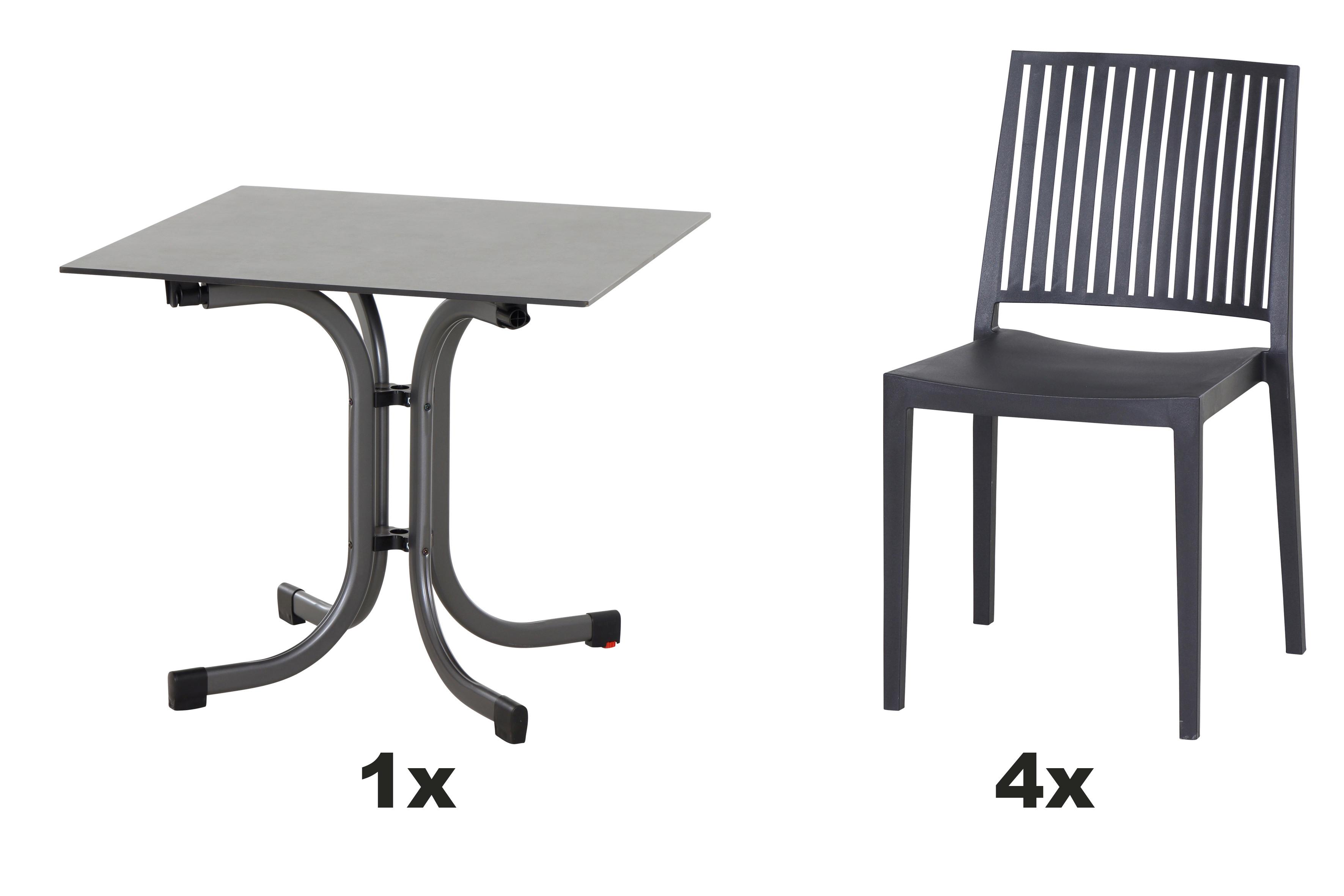 Gartengarnitur T20134 - Anthrazit, Basics, Holzwerkstoff/Kunststoff (57/80/56cm) - Siena Garden