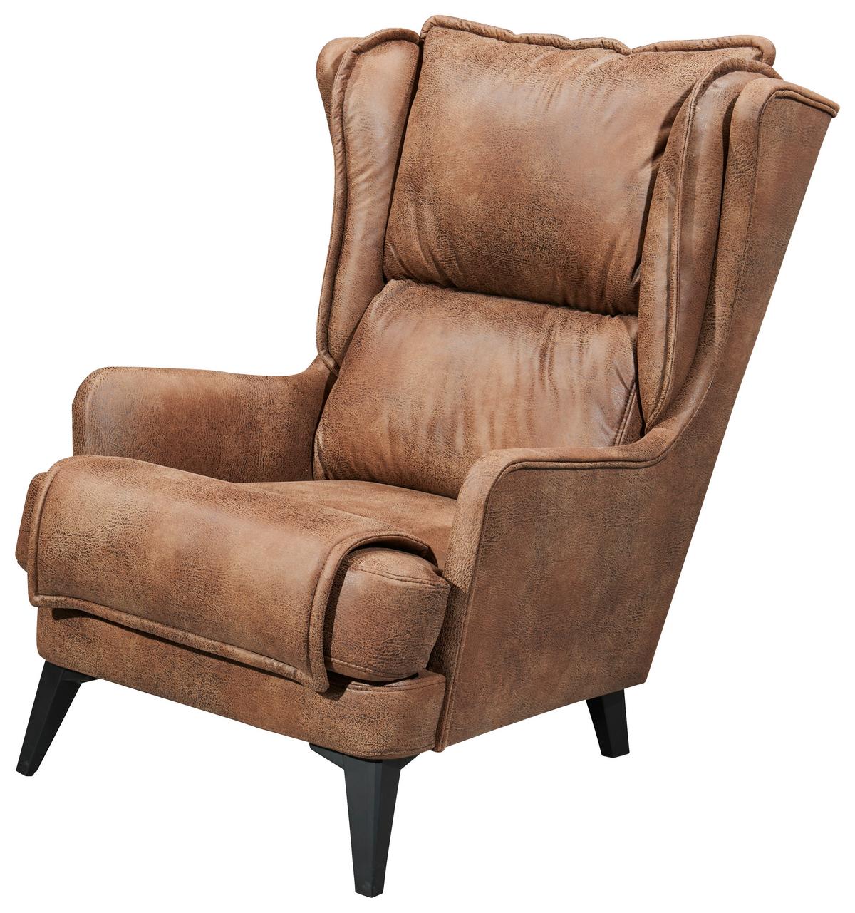 Ohrensessel Edward Hellbraun B: 86 cm - Hellbraun/Schwarz, MODERN, Holzwerkstoff/Textil (86/104/109cm) - MID.YOU