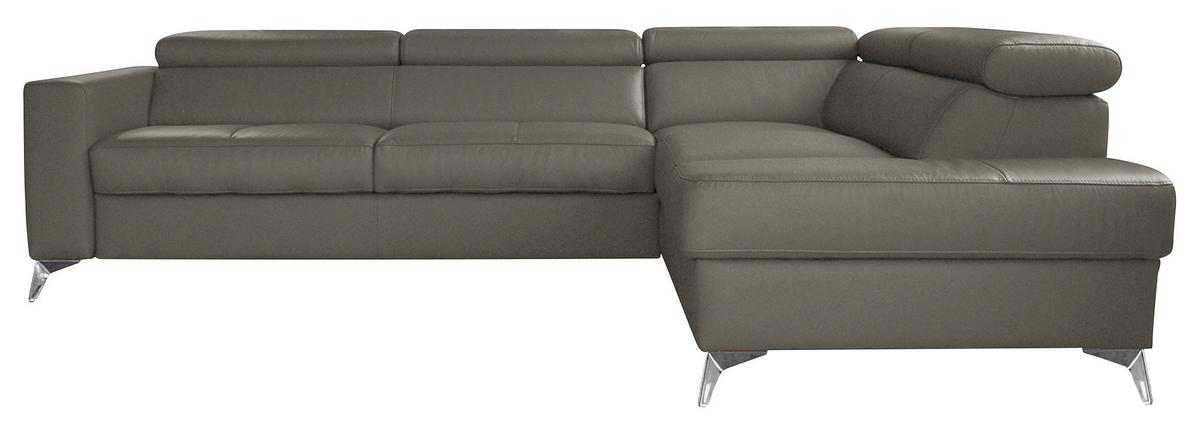 Ecksofa Mondo Schlammfarben S: 286x208 Cm - Chromfarben/Schlammfarben, Design, Leder/Textil (286/208cm) - Livetastic