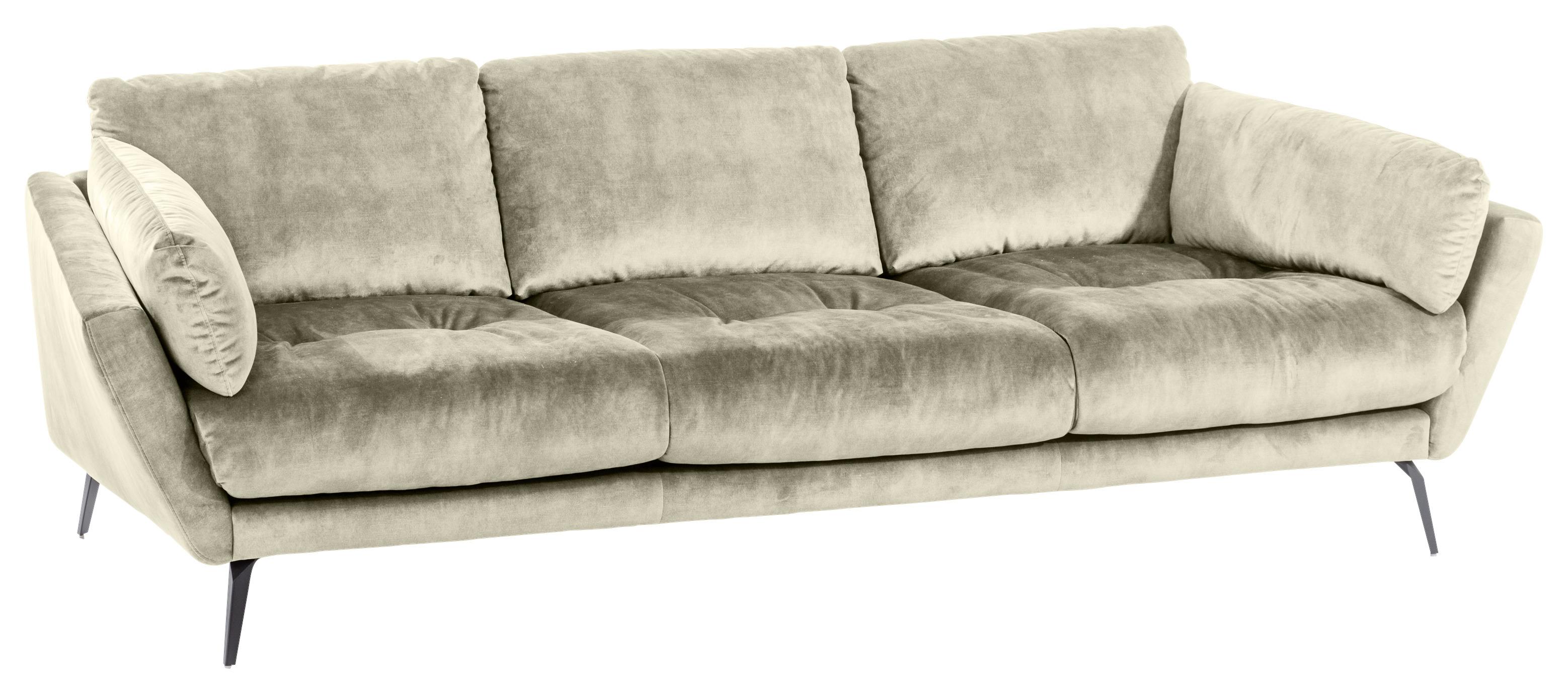 Big Sofa Softy mit Kissen B: 254 cm Naturfarben Velours - Schwarz/Naturfarben, MODERN, Textil (254/79/113cm) - W.Schillig