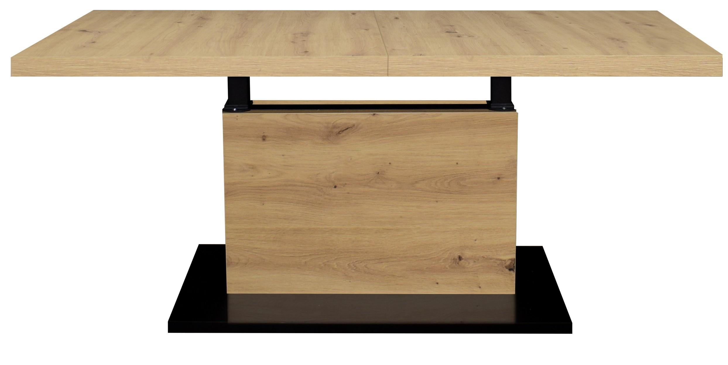 Couchtisch Lift Eiche Artisan/Schwarz B: 120cm - Schwarz/Eiche Artisan, Design, Holzwerkstoff/Metall (120-160/56-75/70cm) - MID.YOU