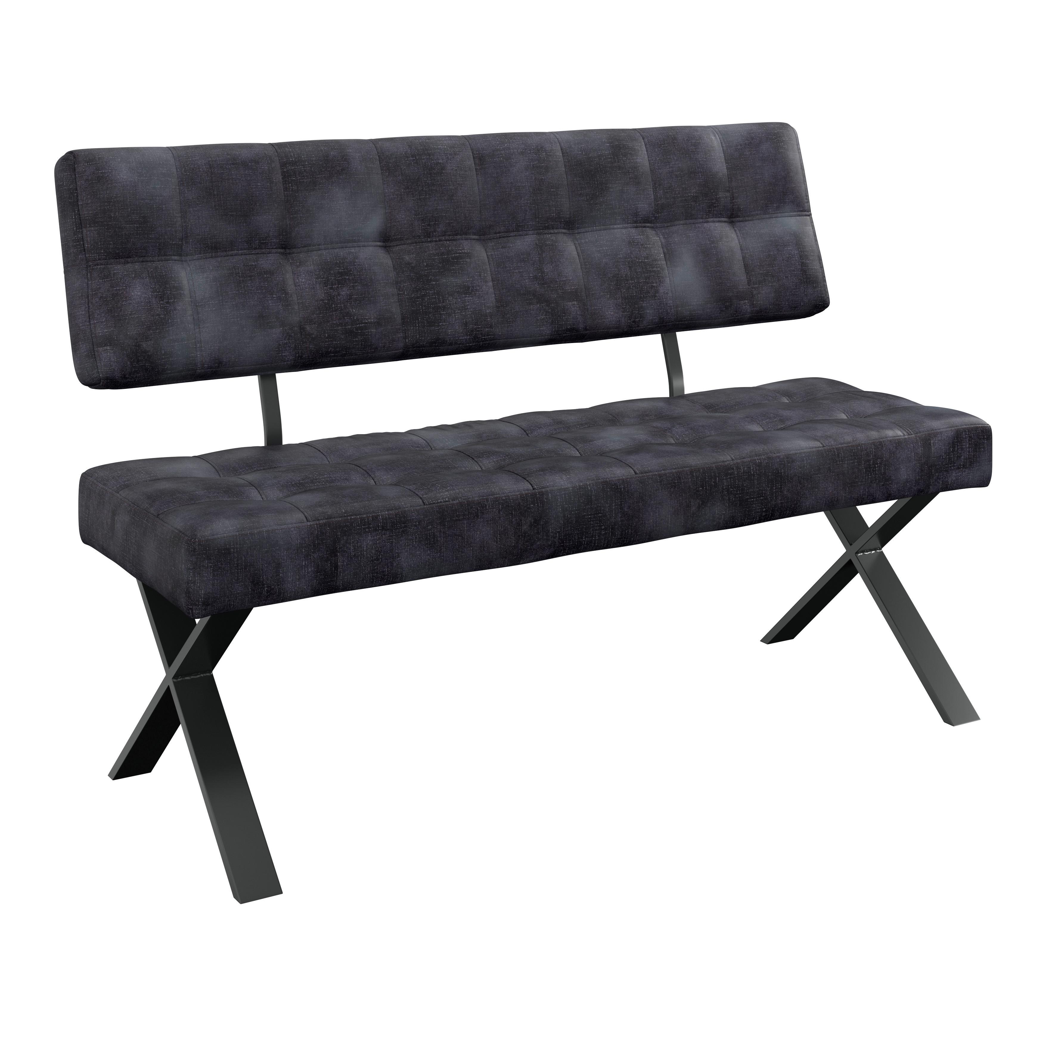 Sitzbank mit Lehne Webstoff Anthrazit Donna B:140cm - Anthrazit/Schwarz, MODERN, Textil/Metall (140/93/61cm)