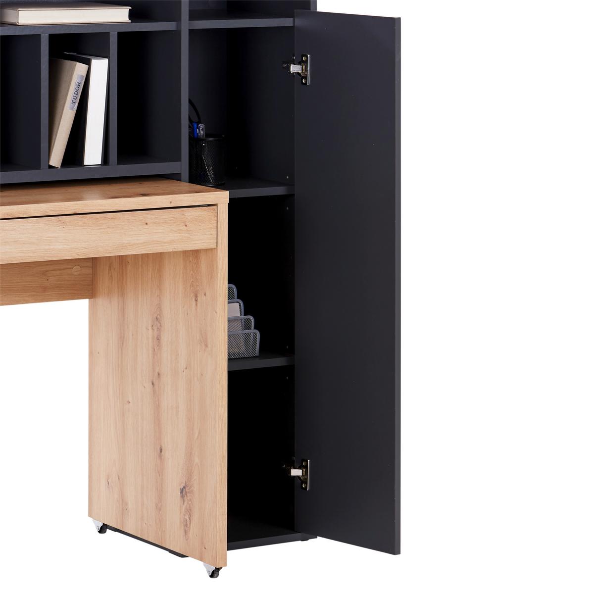 Schreibtisch mit Stauraum B: 150 cm Anthrazit/Eiche Dekor - Anthrazit/Eiche Artisan, MODERN, Holzwerkstoff (150/118,7/52,8cm)