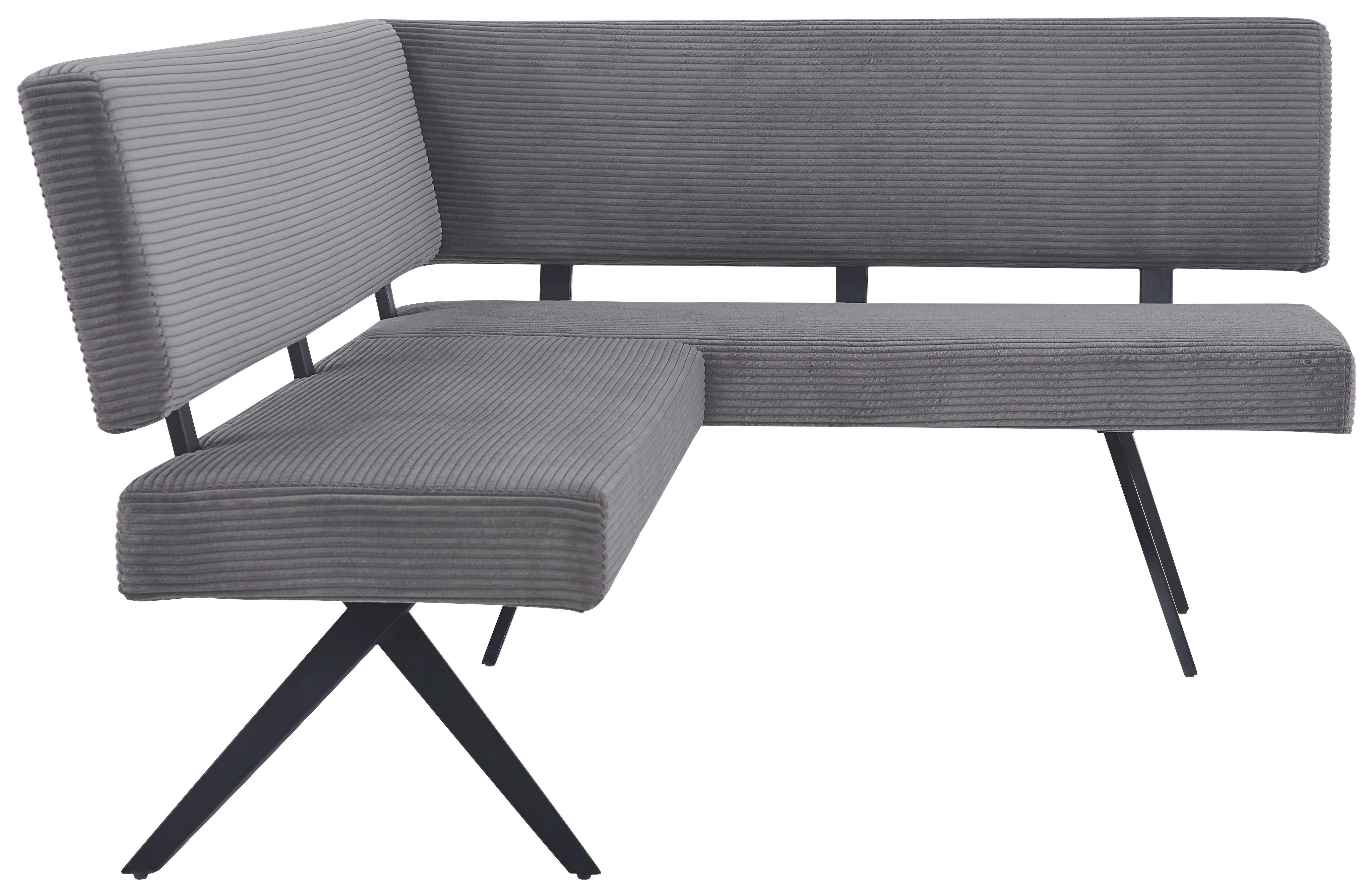 Eckbank Chios Cord Dunkelgrau, S: 190x150cm - Dunkelgrau/Schwarz, KONVENTIONELL, Textil/Metall (190/150cm) - MID.YOU