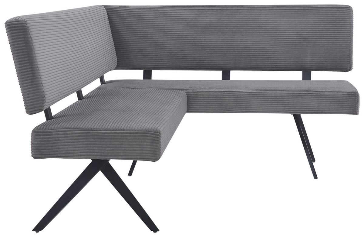 Eckbank Chios Cord Dunkelgrau, S: 190x150cm - Dunkelgrau/Schwarz, KONVENTIONELL, Textil/Metall (190/150cm) - MID.YOU
