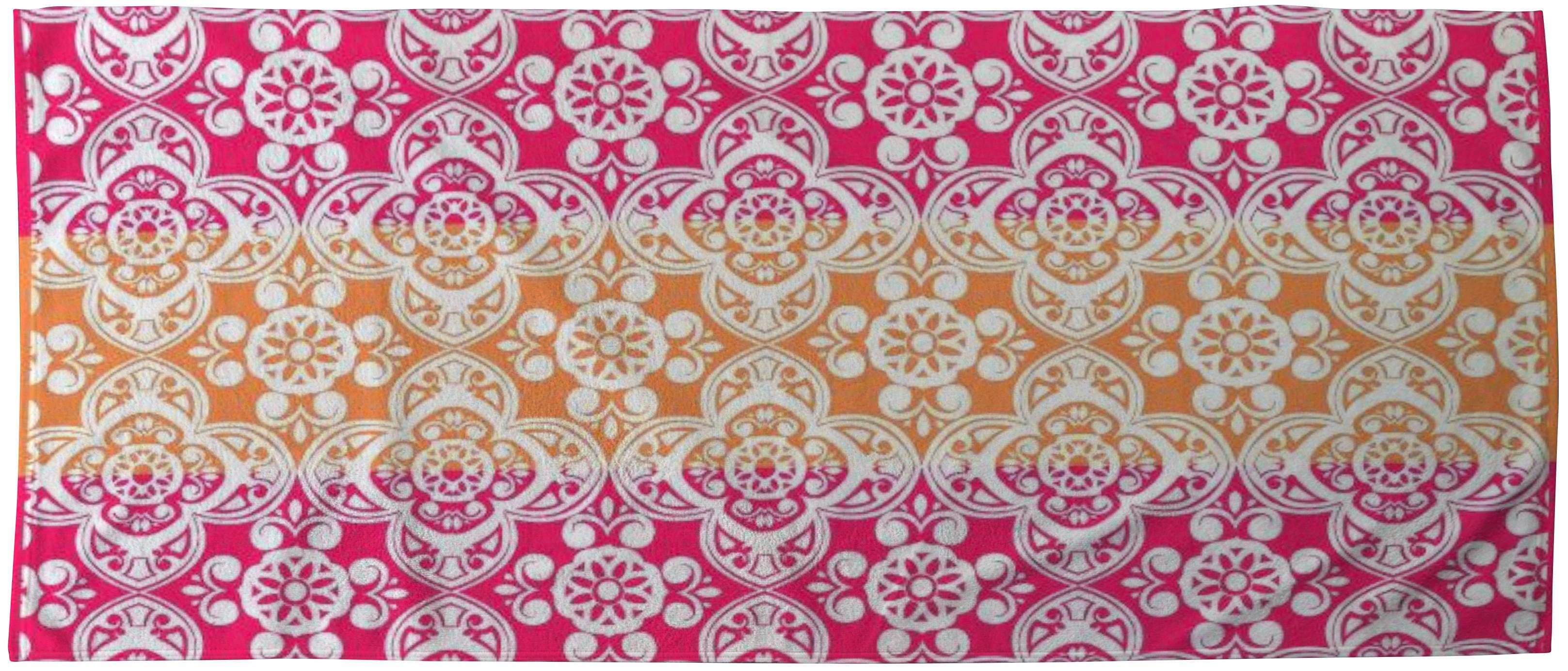 Strandtuch Leandra Baumwolle Orange/Pink Ornament 75x150 cm - Pink/Orange, MODERN, Textil (75/150cm) - Luca Bessoni