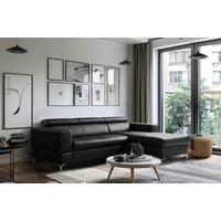 Ecksofa Torino Teilleder schwarz 247x173 - Schwarz, Design, Leder/Textil (247/173cm) - Livetastic