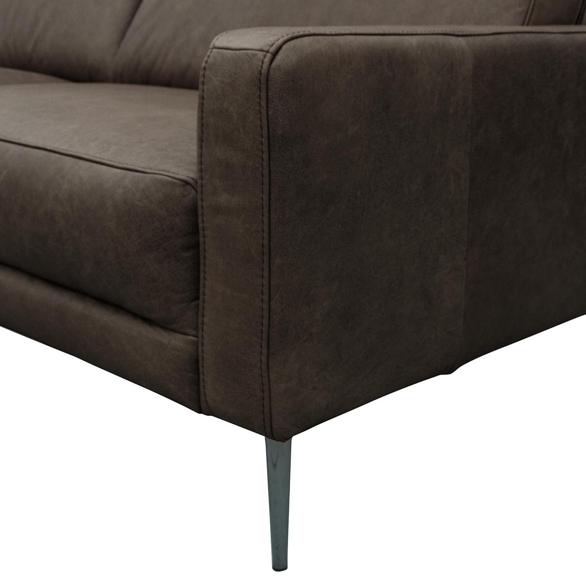 3-Sitzer-Sofa Spring, Fango B: - Fango/Schwarzchrom, Design, Leder (187/85/92cm) - Livetastic