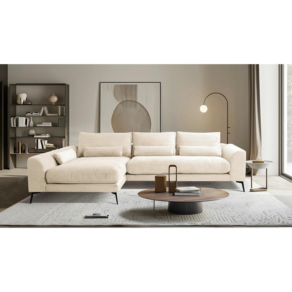 Ecksofa Berlin Creme Cord 172x313 cm