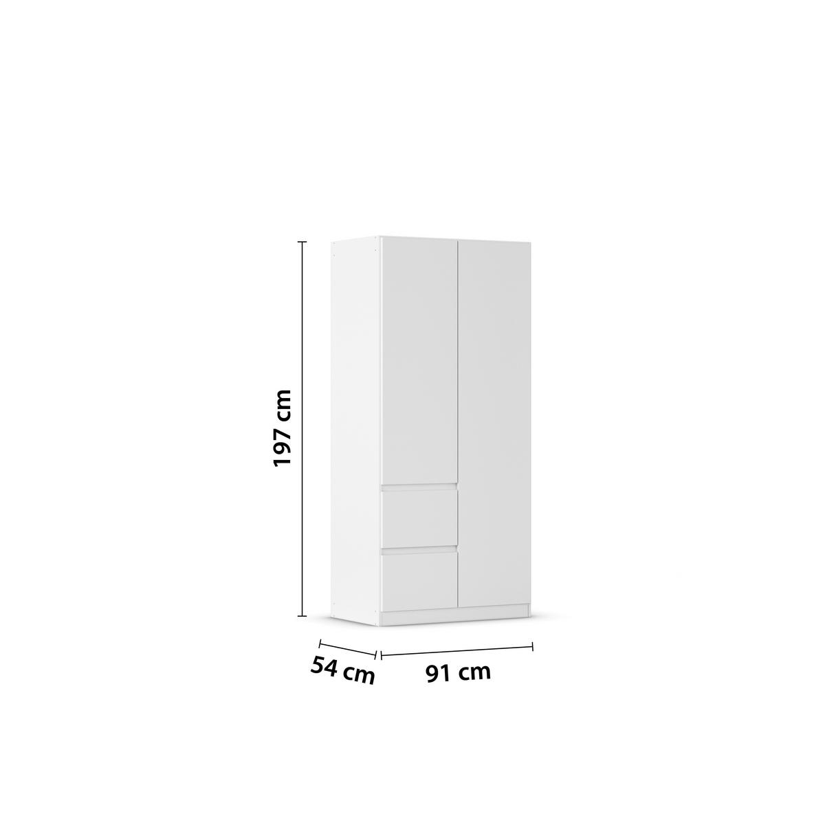Nidda B: 91 cm Weiß Nidda - Weiß, Basics, Holzwerkstoff (91/197/54cm) - Rauch Möbel