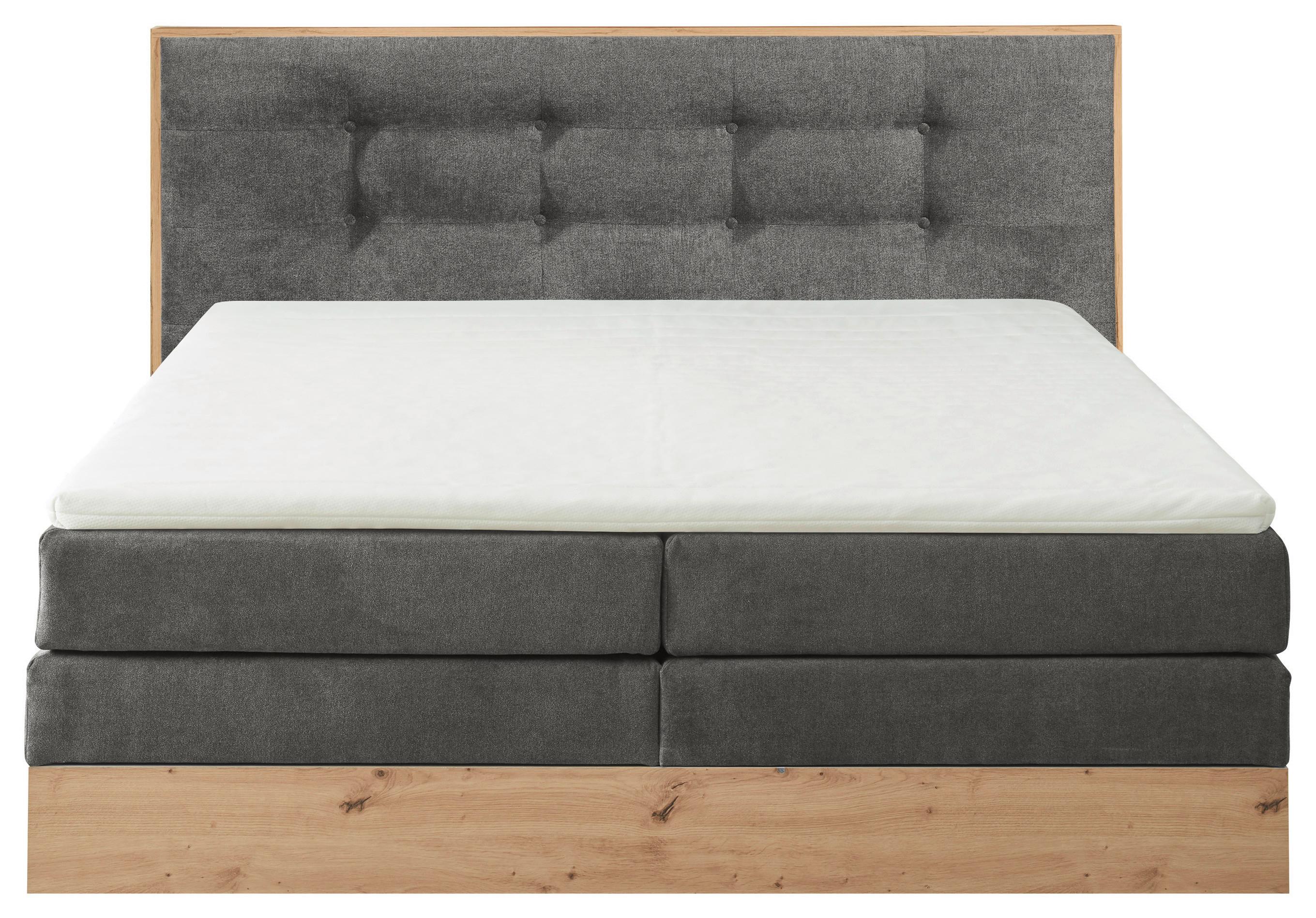 Boxspringbett in Anthrazit und Holzoptik
