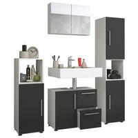 Badmöbel-set 4-tlg. Flandu B: 123 Cm Schwarz/weiß - Schwarz/Weiß, KONVENTIONELL, Holzwerkstoff (120cm) - MID.YOU