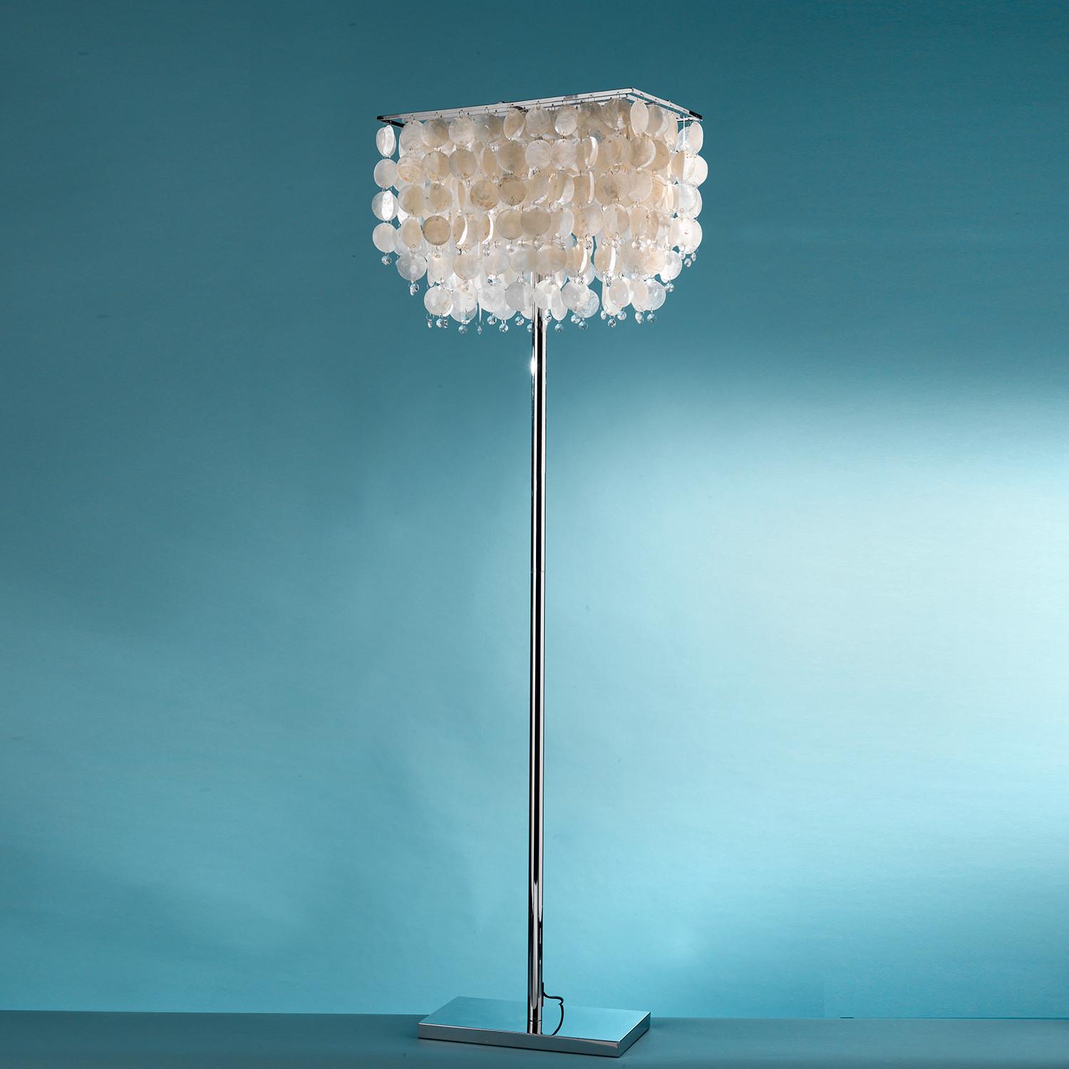 Stehleuchte Hellgrau Chromfarben L: 30 Cm - Chromfarben/Hellgrau, Basics, Naturmaterialien/Kunststoff (30/50/155cm)