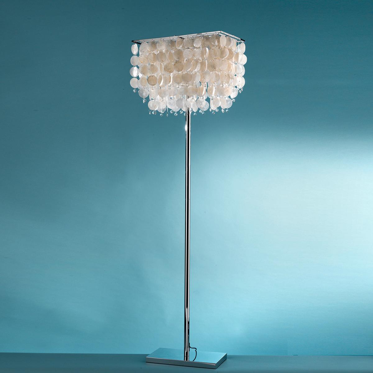 Stehleuchte Hellgrau Chromfarben L: 30 Cm - Chromfarben/Hellgrau, Basics, Naturmaterialien/Kunststoff (30/50/155cm)