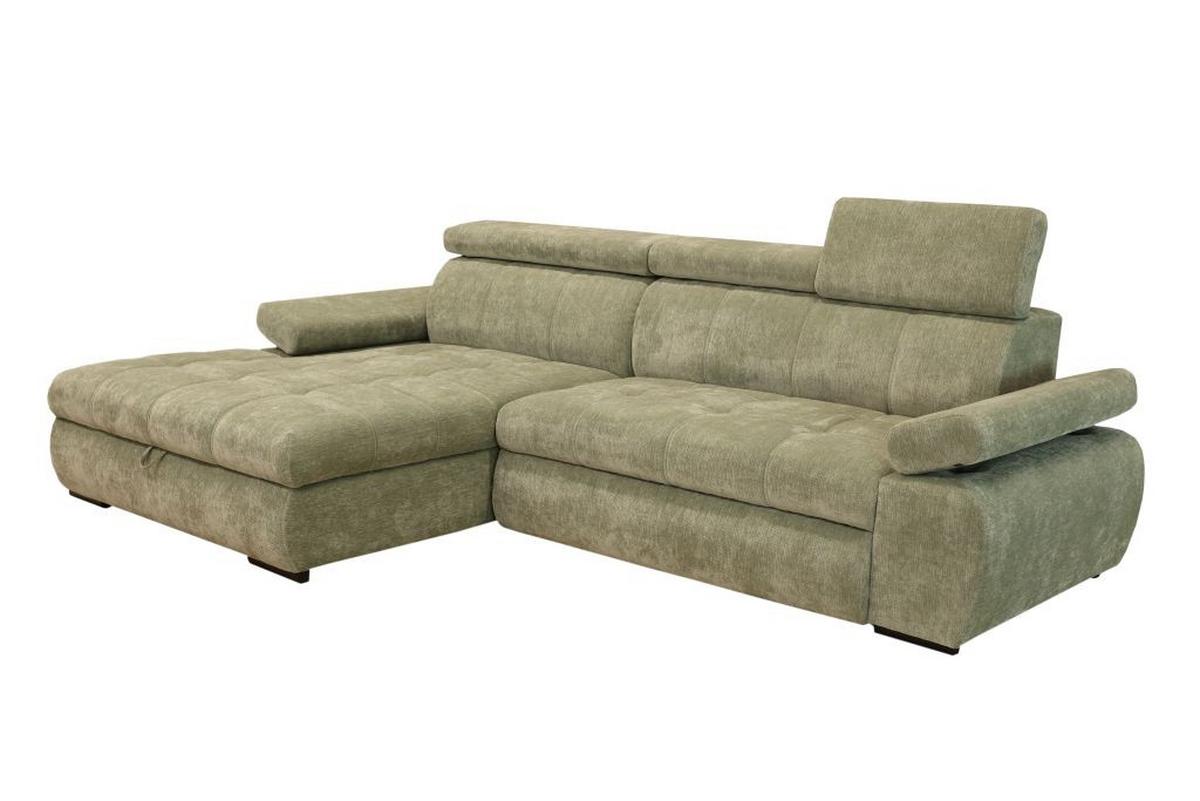 Rohová sedačka VEGAS, levá, šalvějově zelená žinylka - černá/šalvějově zelená, Design, dřevo/textil (173/294cm)