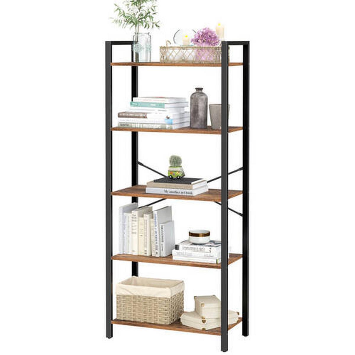 Bücherwand Iron B: 66 cm Braun/Schwarz - Schwarz/Braun, Basics, Holzwerkstoff/Metall (66/153/30cm) - Boxxx