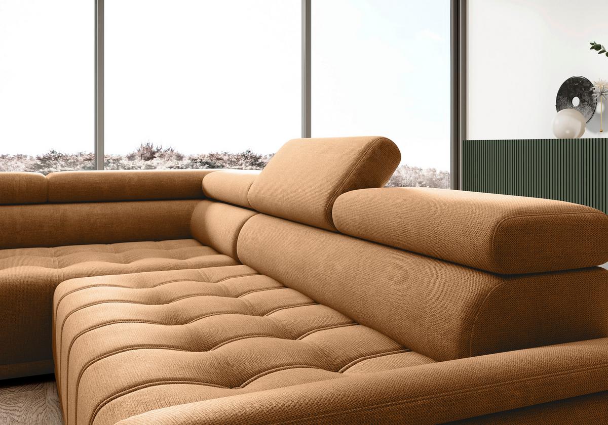 Rohová sedačka GRINALDI, ľavá, hrdzavá - čierna/hrdzavá, Modern, textil/plast (206/283cm) - Premium Living