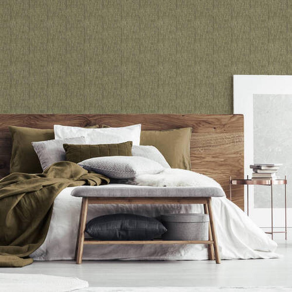Vliestapete Grasscloth - Goldfarben, Basics, Papier/Kunststoff (52/1000cm)
