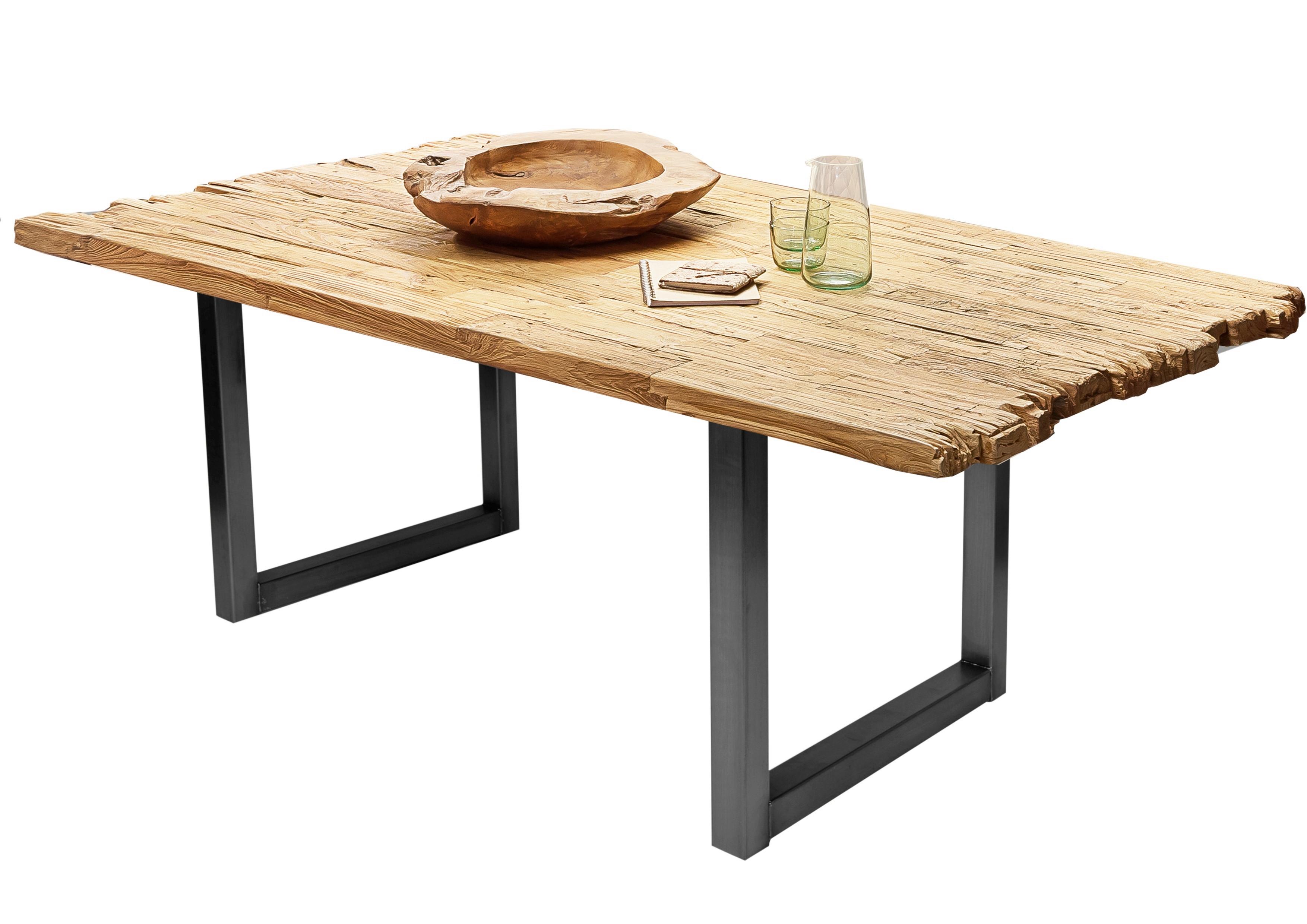ESSTISCH Schwarz/Naturfarben L: 200cm - Schwarz/Naturfarben, MODERN, Holz/Metall (200/100/75,5cm) - MID.YOU