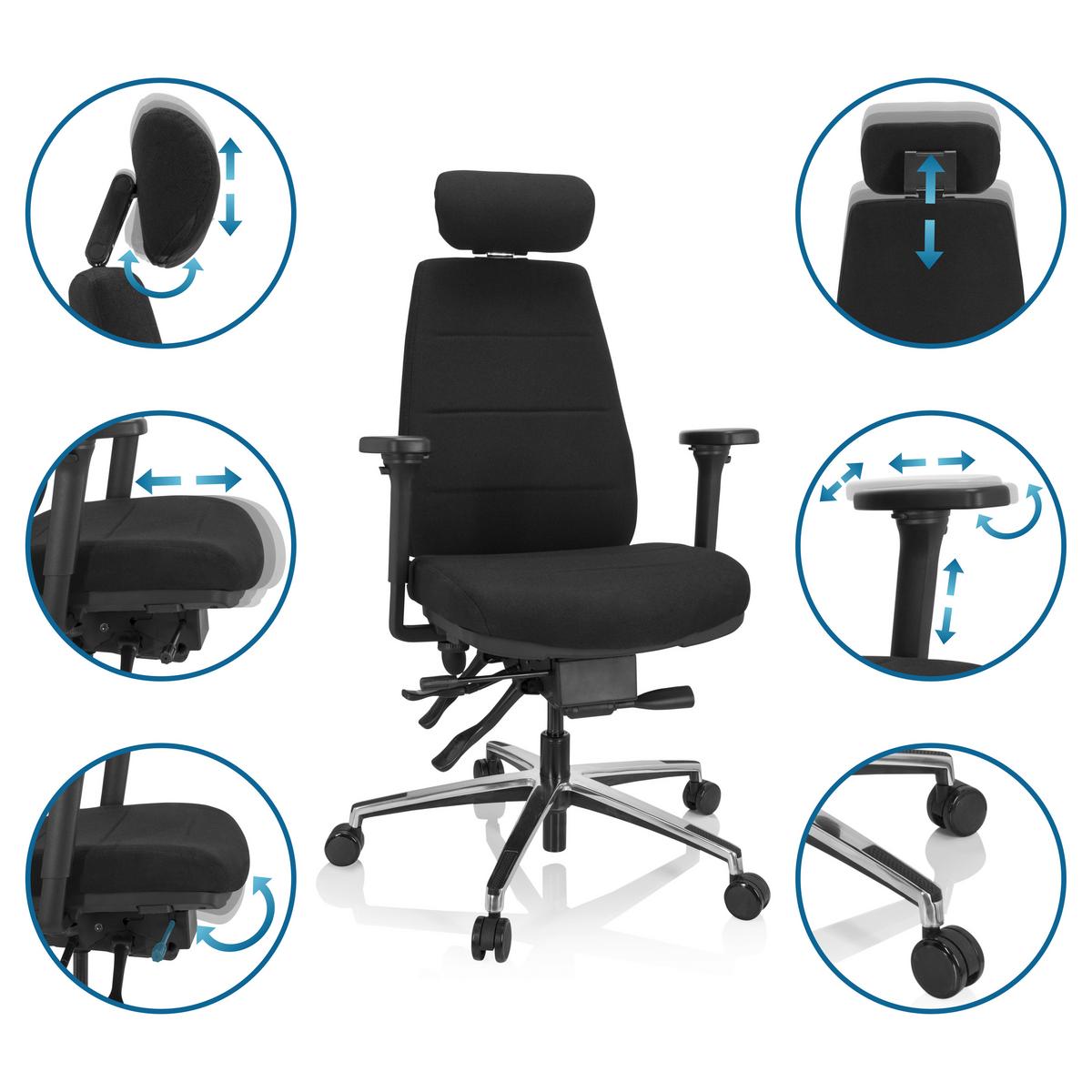Bürostuhl Phoenix Pro Schwarz Bis 120 Kg - Silberfarben/Schwarz, Basics, Kunststoff/Textil (70/113/56cm) - MID.YOU