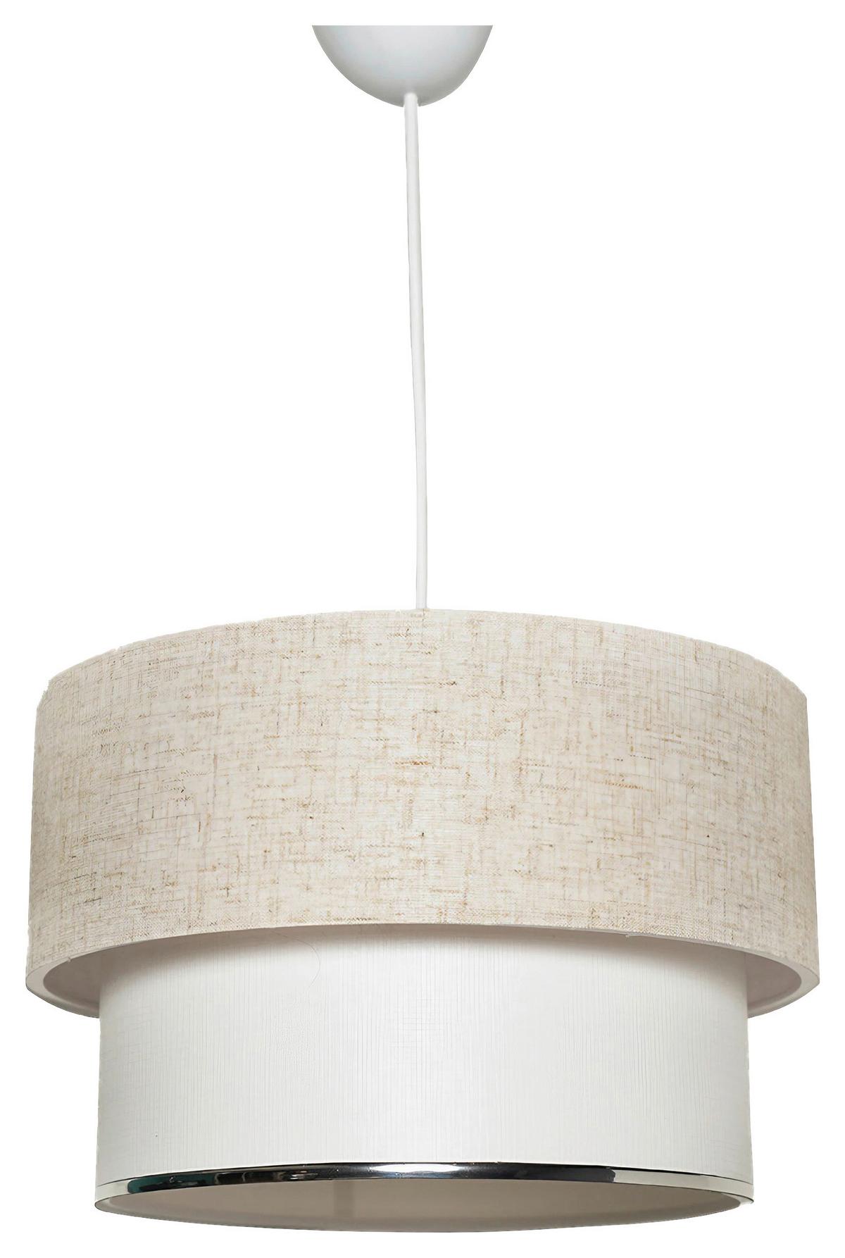 Hängeleuchte Corbeu - Cream - Creme/Weiß, Design, Textil/Metall (30/75cm) - P & B