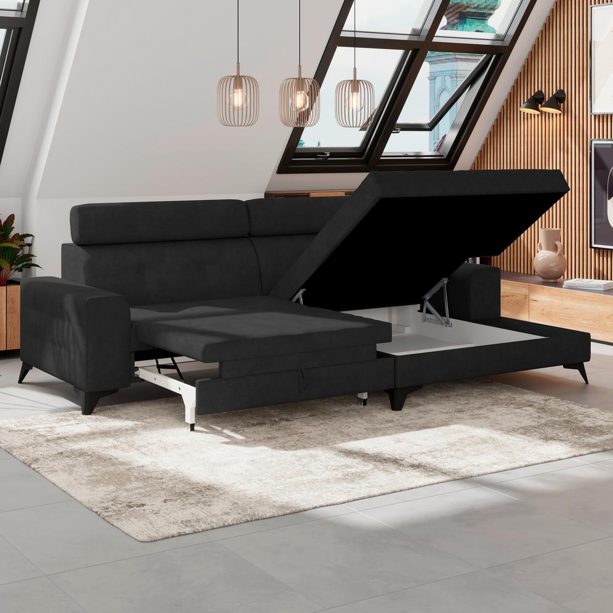 Wohnlandschaft Florida - Anthrazit/Schwarz, MODERN, Holz/Holzwerkstoff (275/175cm)