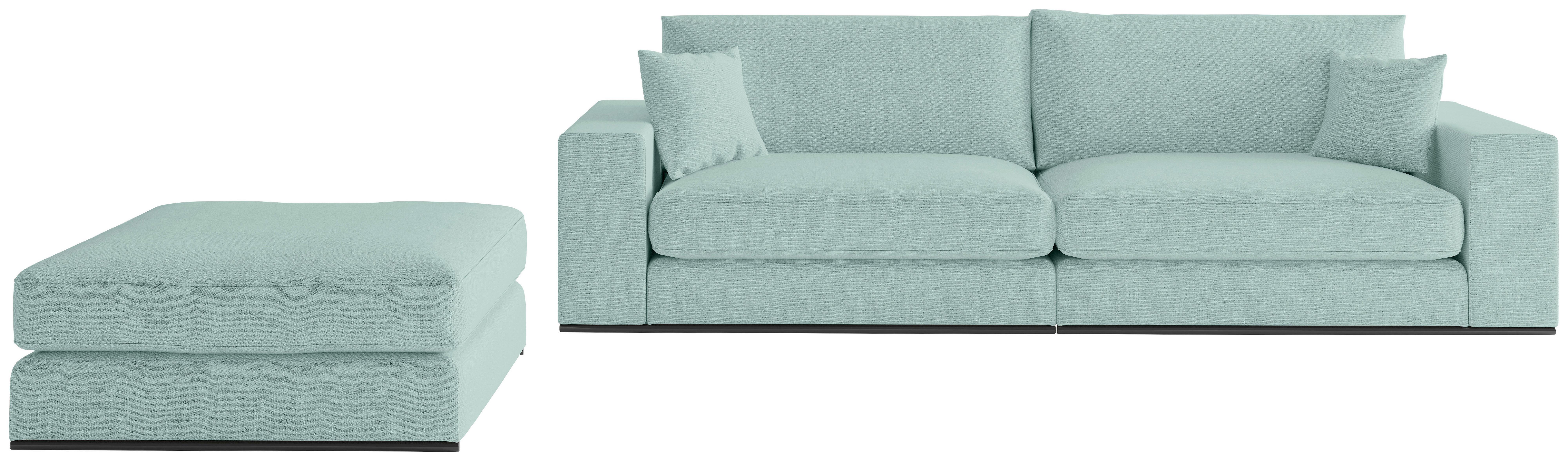 Sitzgarnitur Alberta 2-teilig Türkis B: 139 Cm - Türkis/Schwarz, Design, Holz/Textil (278/85/103cm) - Livetastic