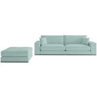 Sitzgarnitur Alberta 2-Teilig Türkis B: 139 cm - Türkis/Schwarz, Design, Holz/Textil (278/85/103cm) - Livetastic