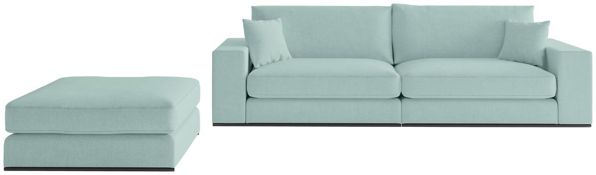 Sitzgarnitur Alberta 2-Teilig Türkis B: 139 cm - Türkis/Schwarz, Design, Holz/Textil (278/85/103cm) - Livetastic
