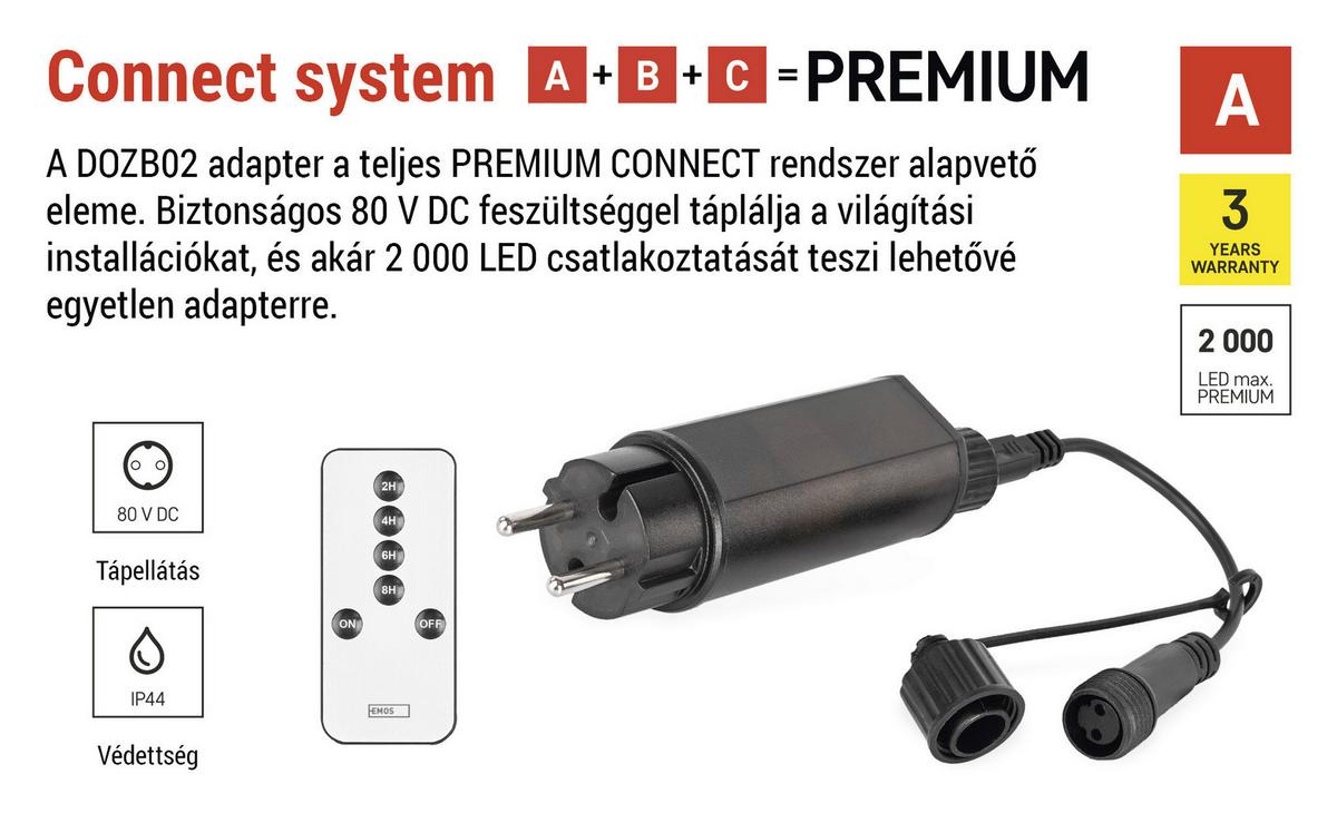 Tápegység, Adatpter Sorolható Füzérekhez - fekete, Basics, műanyag