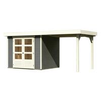 Gartenhaus Mit Anbaudach Terragrau 482x211x217cm - Grau, Holz (482/211/217cm) - Karibu