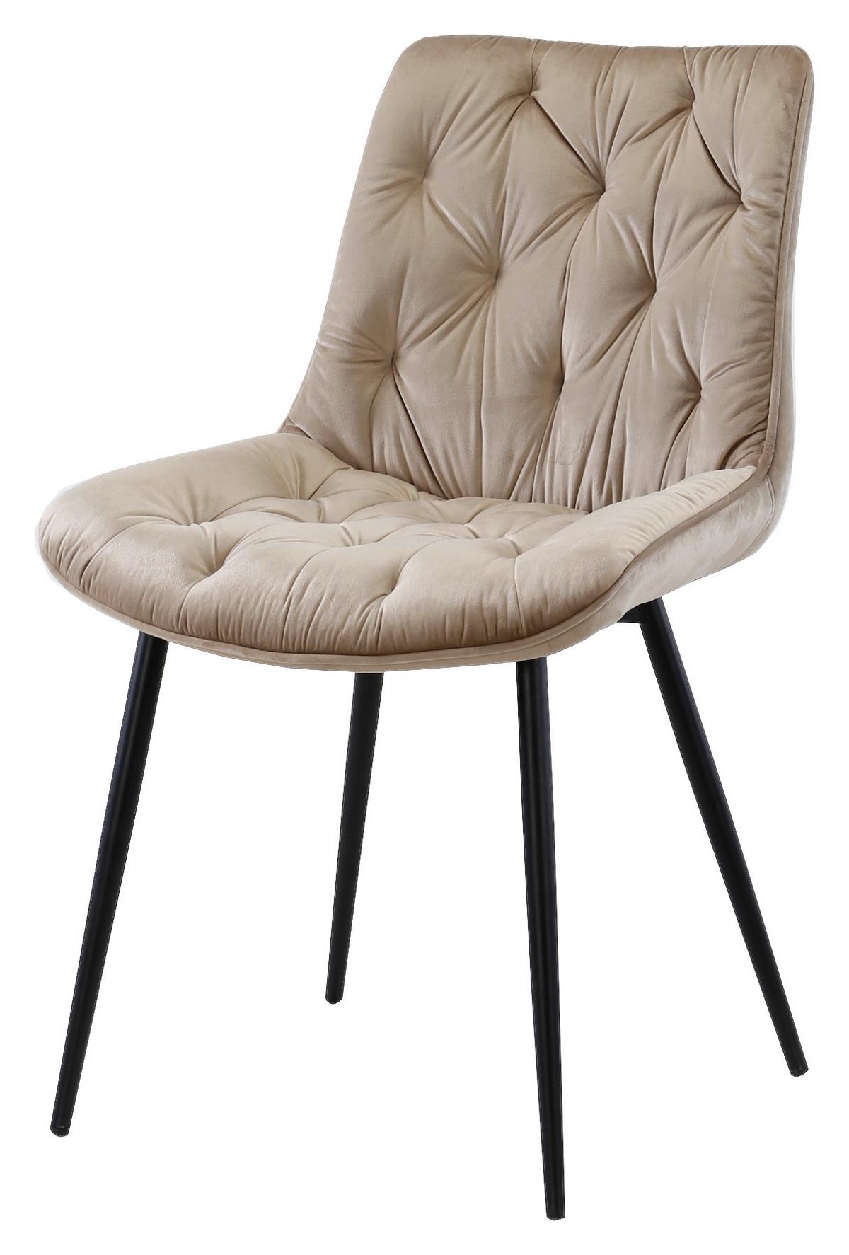 Esszimmerstuhl Langford Taupe Echtholz Beine - Taupe/Schwarz, MODERN, Holz/Textil (52/85/59cm) - Livetastic