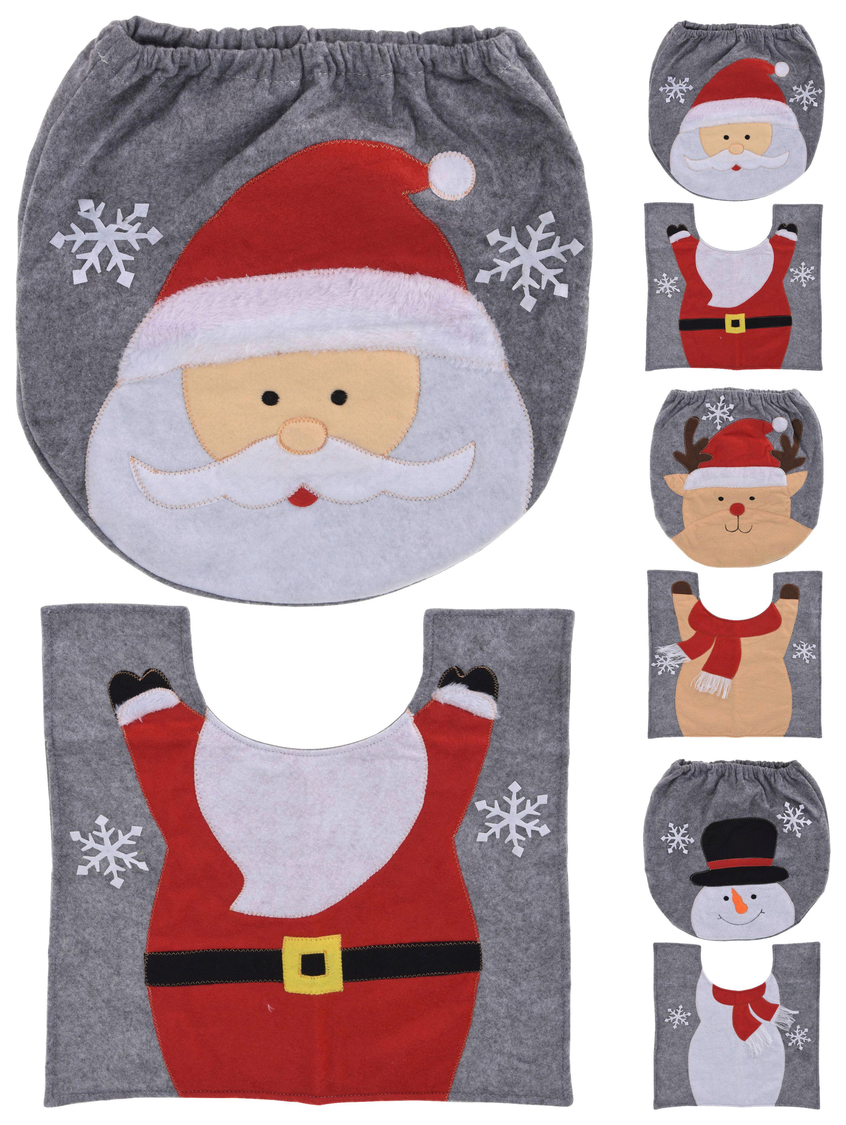 Karácsonyi Wc Fedél Huzat És Wc Szőnyeg - textil